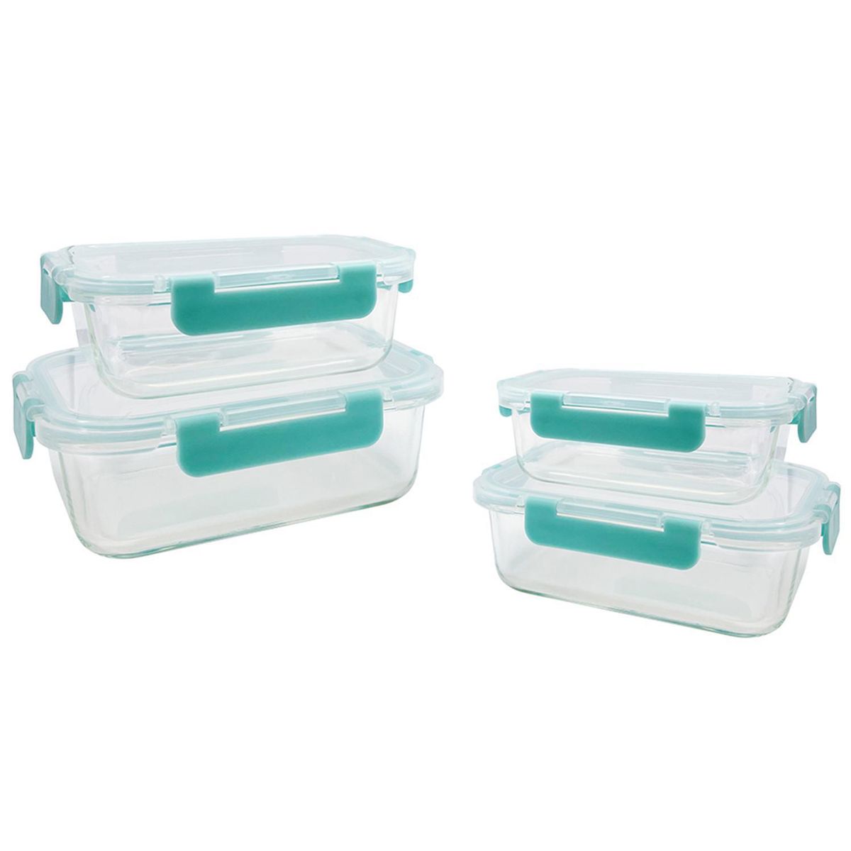 DORAL - Set 4 contenedores de vidrio con tapa rectangular fresh lock