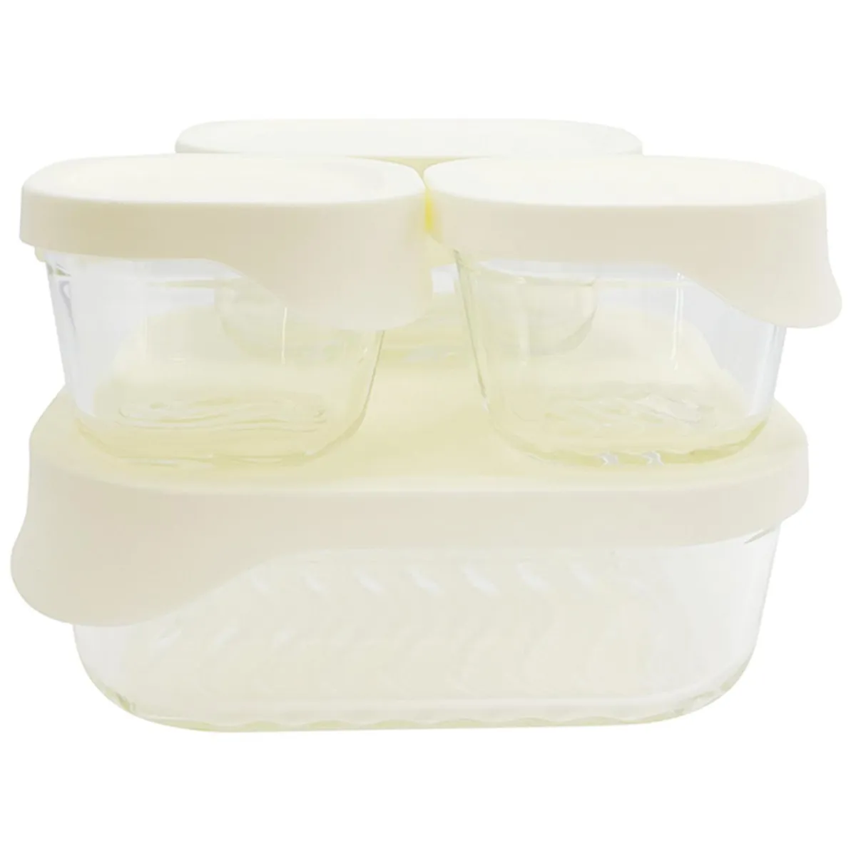 DORAL - Set 4 contenedores de vidrio con tapa cuadrado glass tray