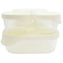 DORAL - Set 4 contenedores de vidrio con tapa cuadrado glass tray
