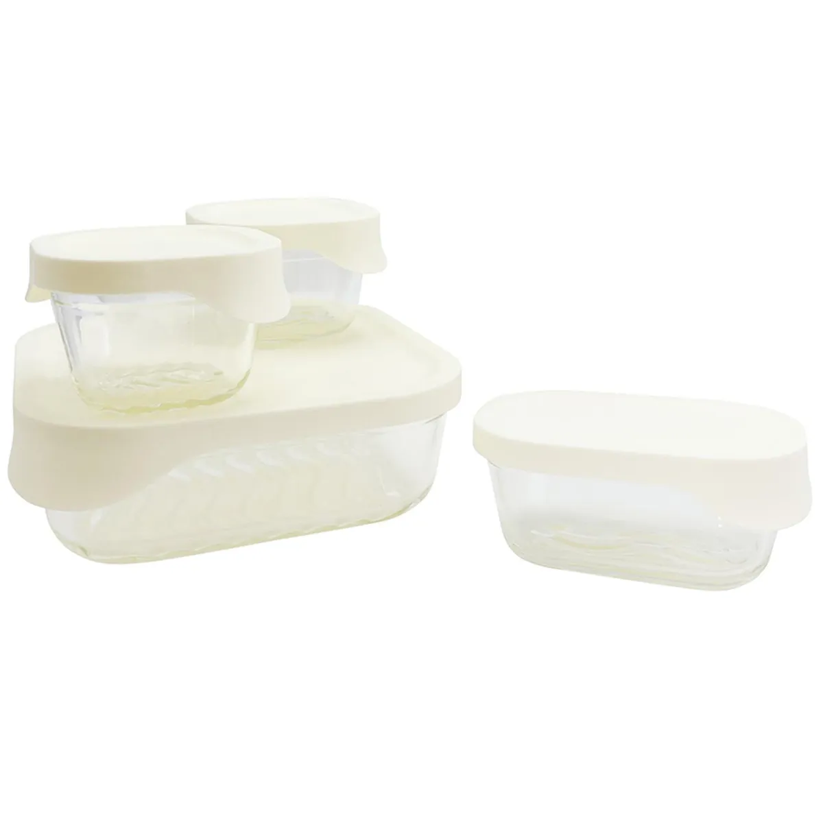 DORAL - Set 4 contenedores de vidrio con tapa cuadrado glass tray