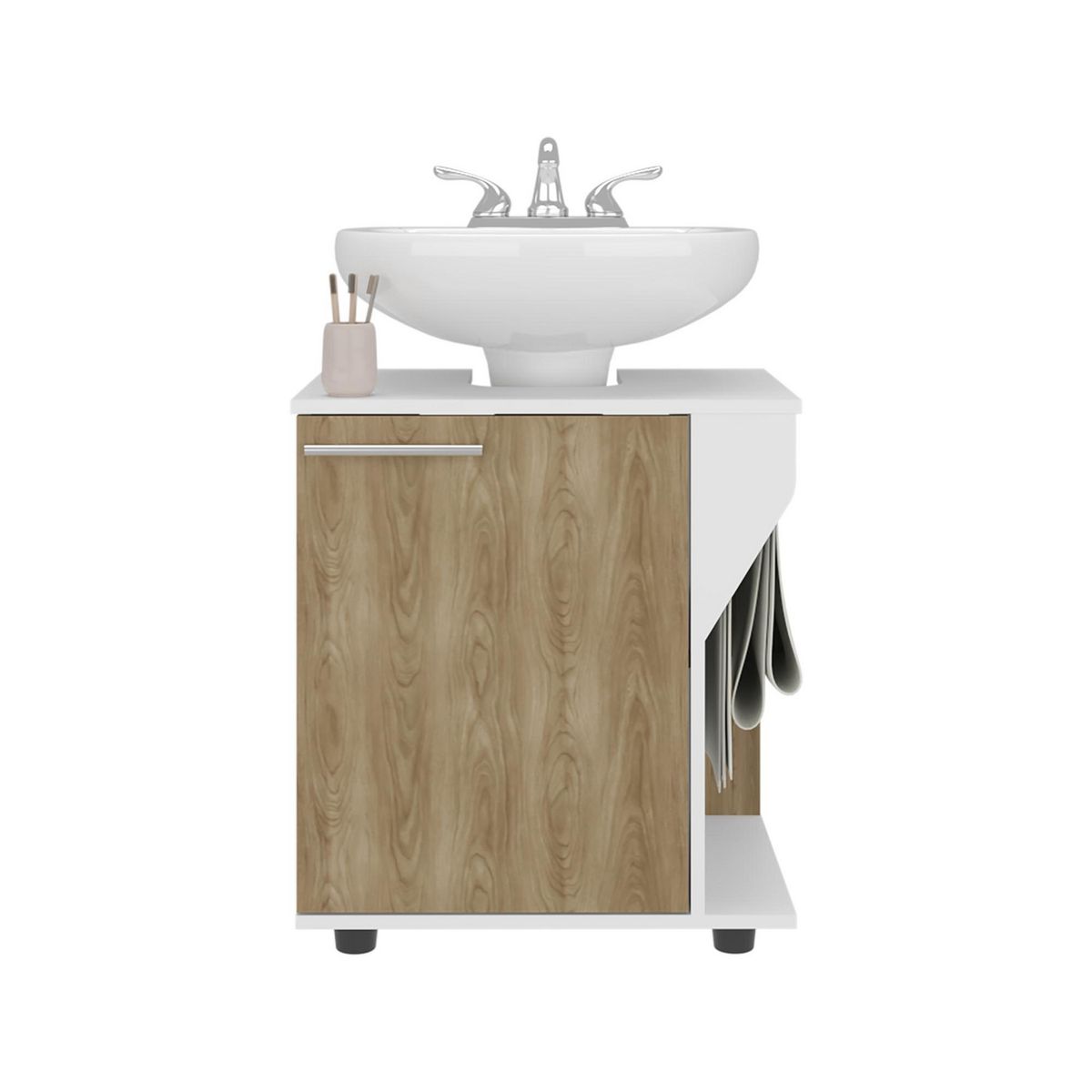 TUHOME - Mueble de baño para lavamanos Phillips 1 puerta blanco y fresno