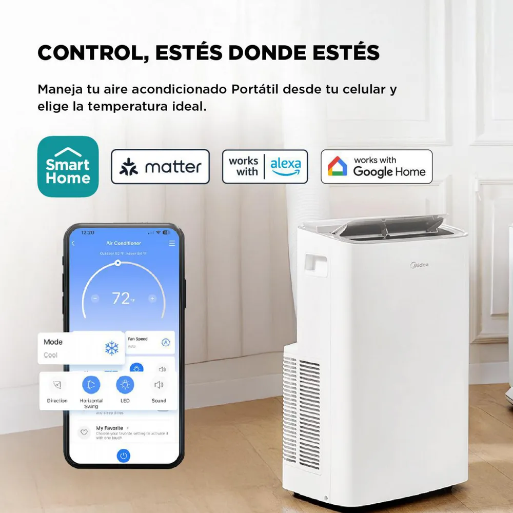Midea SmartFlex MPPXA-12HRN8 Portátil 12000 BTU Frío/Calor Wi-Fi Blanco, foto 3