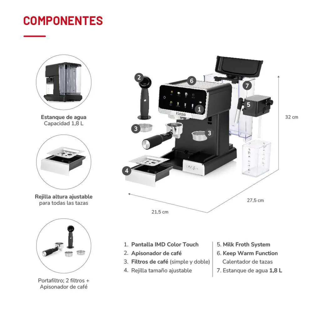 Cafetera 1.8 l 1350 W Negro, foto 5