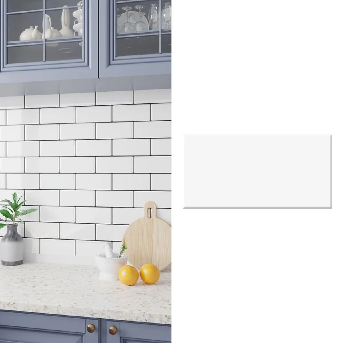 SUPER CERAMICA - Cerámica 10x20 cm Blanco Liso Blanco 1 m2