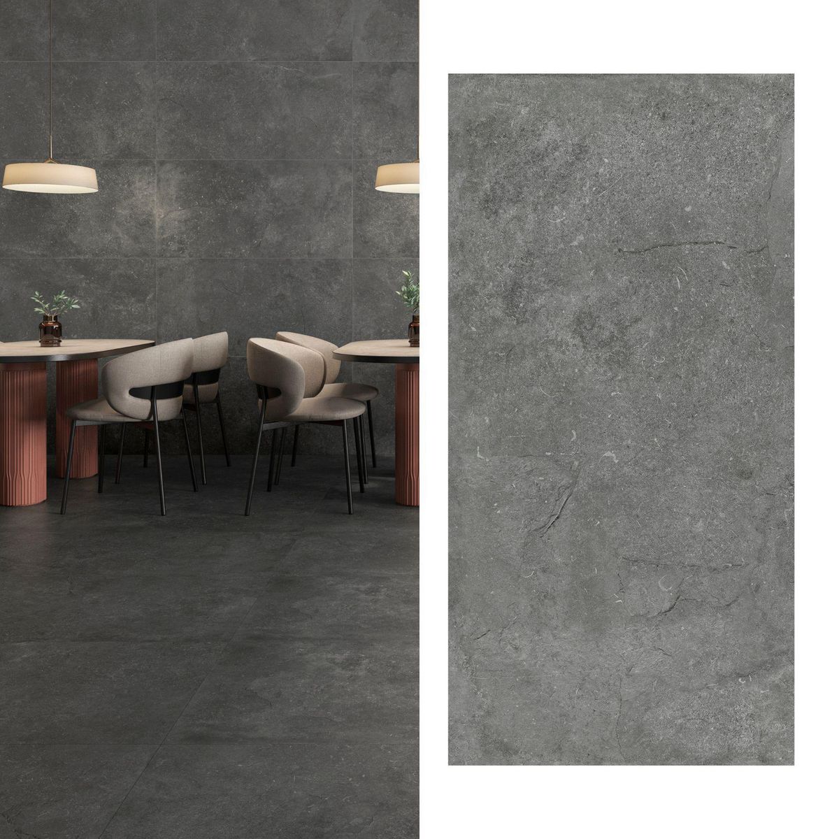 GENERICO - Porcelanato 60x120 cm Cassian Coal Gris Oscuro 1.42 m2