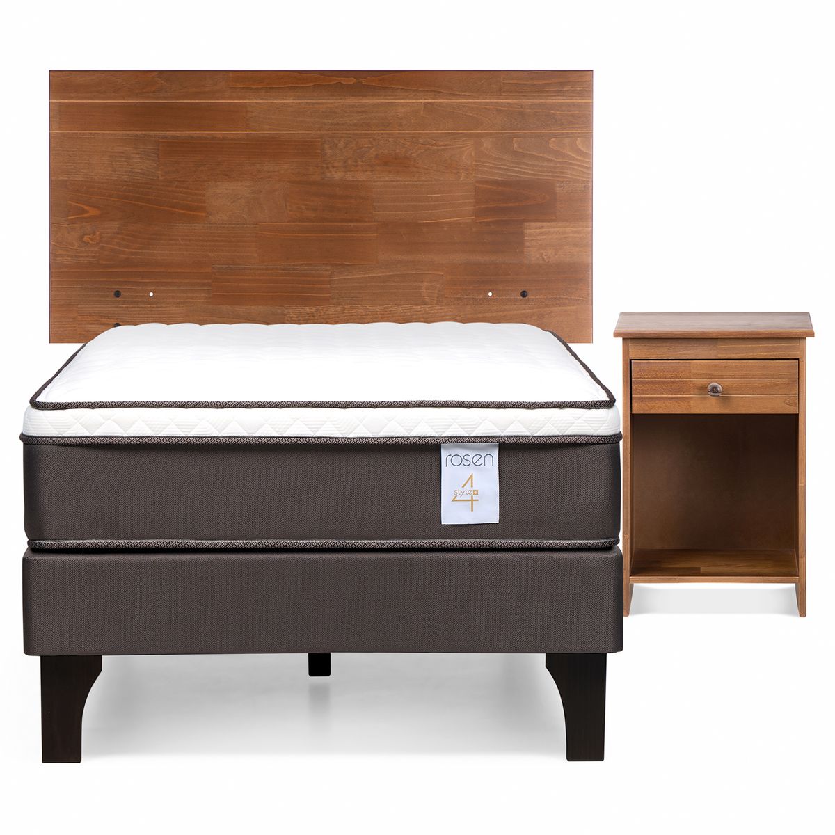 ROSEN - Cama 1.5 plazas Europea New Style 4 Plus Chocolate