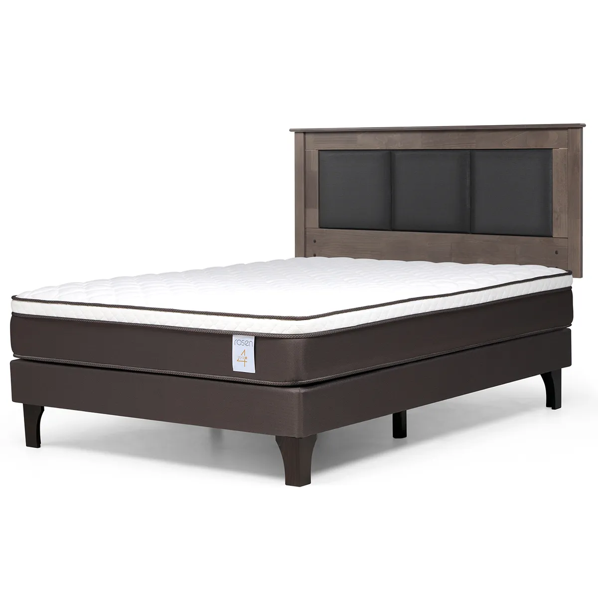 ROSEN - Cama 2 plazas Europea New Style 4 Plus Chocolate