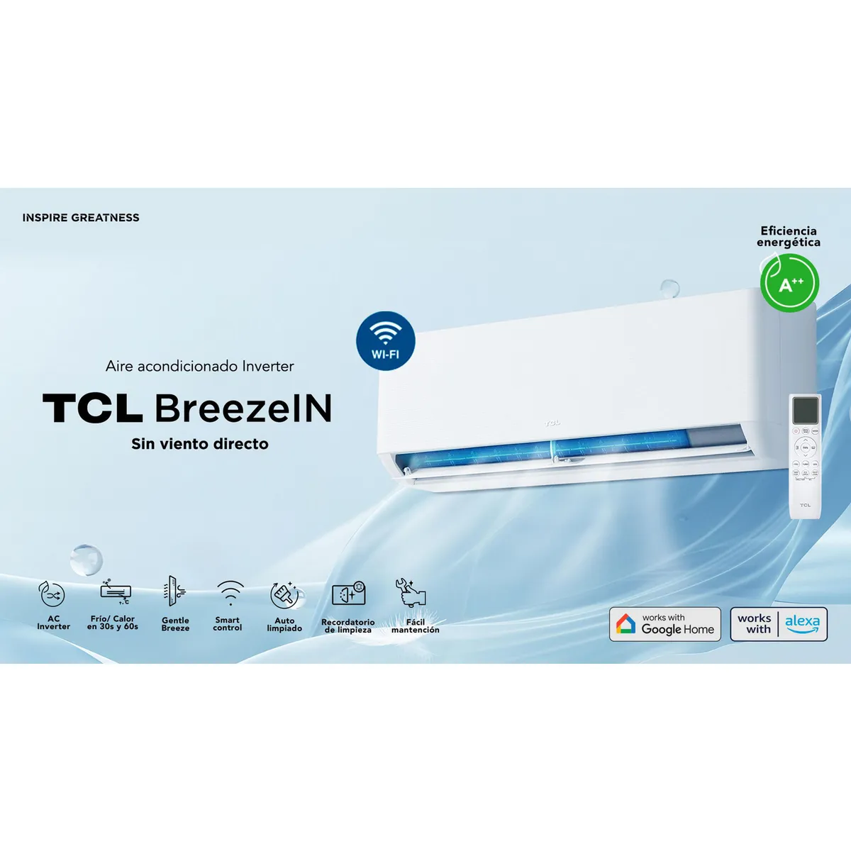TCL - Aire Acondicionado Inverter BreezIN 24000 BTU Wifi