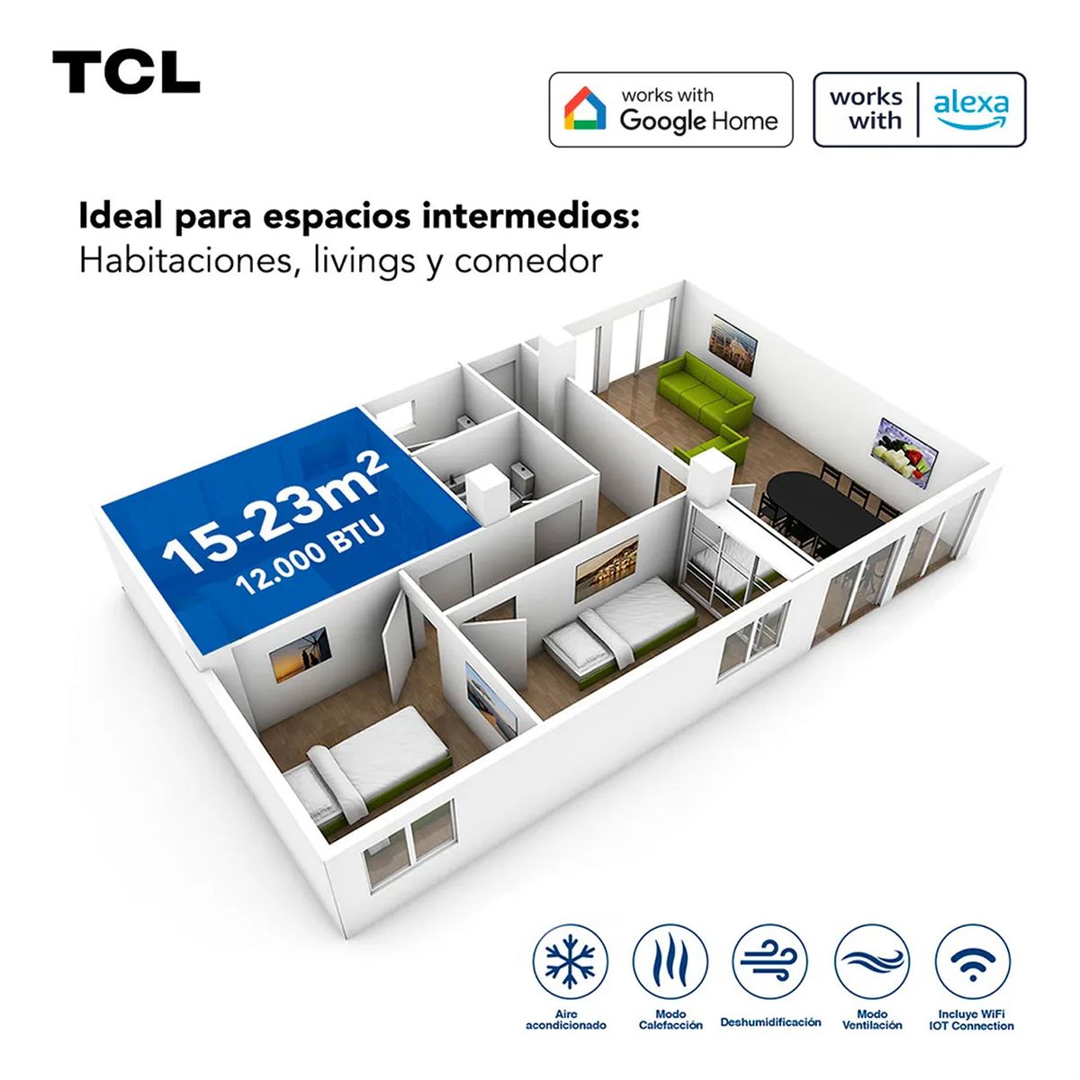 TCL - Aire Acondicionado Inverter BreezIN 12000 BTU Wifi