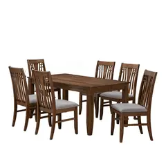 HOME MOBILI - Juego de Comedor Lyon 6 Sillas Mesa Rectangular 160x90x74 cm Café