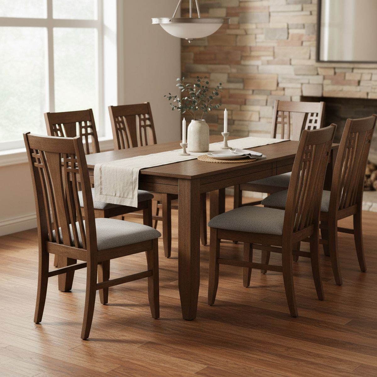 HOME MOBILI - Juego de Comedor Lyon 6 Sillas Mesa Rectangular 160x90x74 cm 