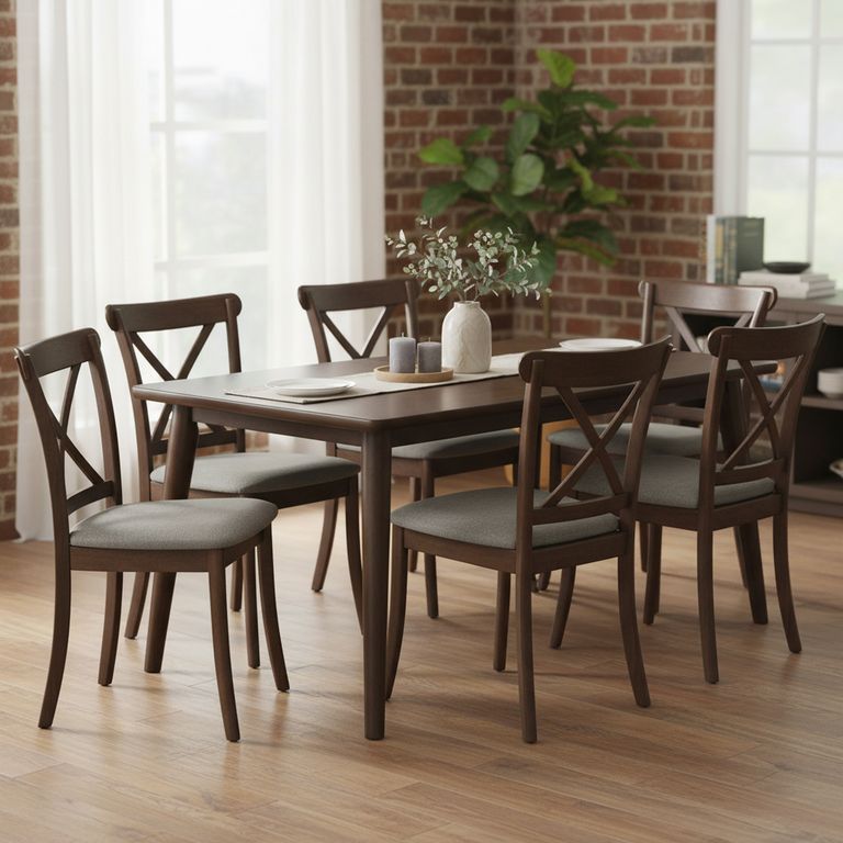 HOME MOBILI Juego de Comedor Zagreb 6 Sillas Mesa Rectangular 85x160x74 cm