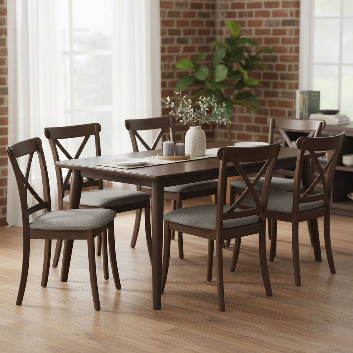 HOME MOBILI - Juego de Comedor Zagreb 6 Sillas Mesa Rectangular 85x160x74 cm 