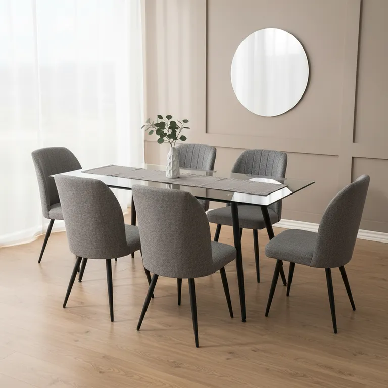 HOME MOBILI Juego de Comedor Seul 6 Sillas Mesa Rectangular 160x90x74 cm