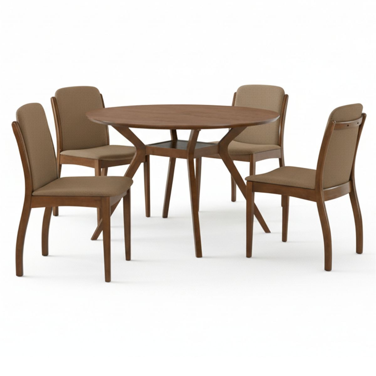 HOME MOBILI - Juego de Comedor Menphis 4 Sillas Mesa Redonda 120x120x76 cm 