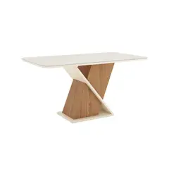 HOME MOBILI - Mesa de Comedor Solen Beige/Café 90x80x160 cm