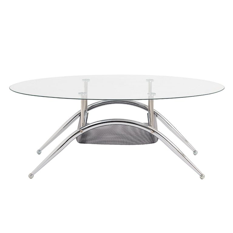 HOME MOBILI Mesa de Centro Oval Silver 60x110x45 cm