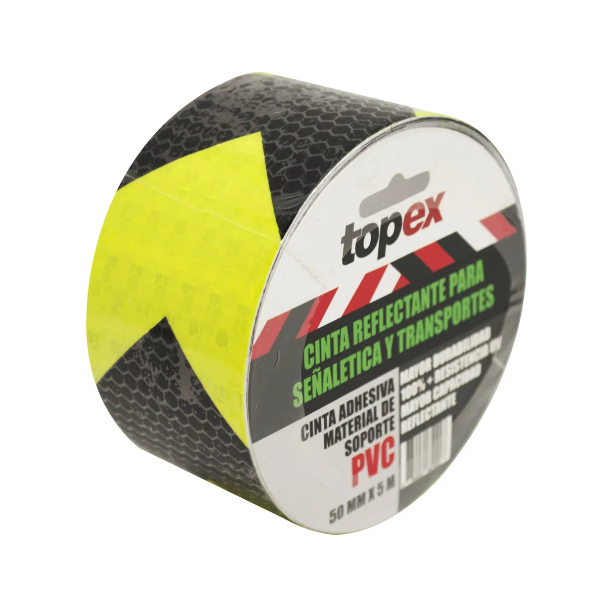 TOPEX - Cinta Reflectante Amarillo/Negro 50mm x 5 m