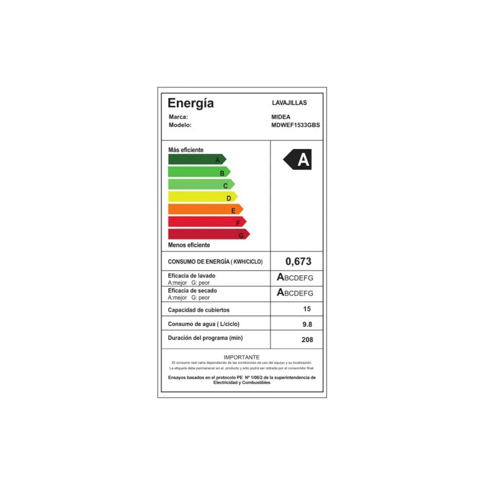 Midea MDWEF1533GBS 15 Cubiertos Black Inox, foto 19