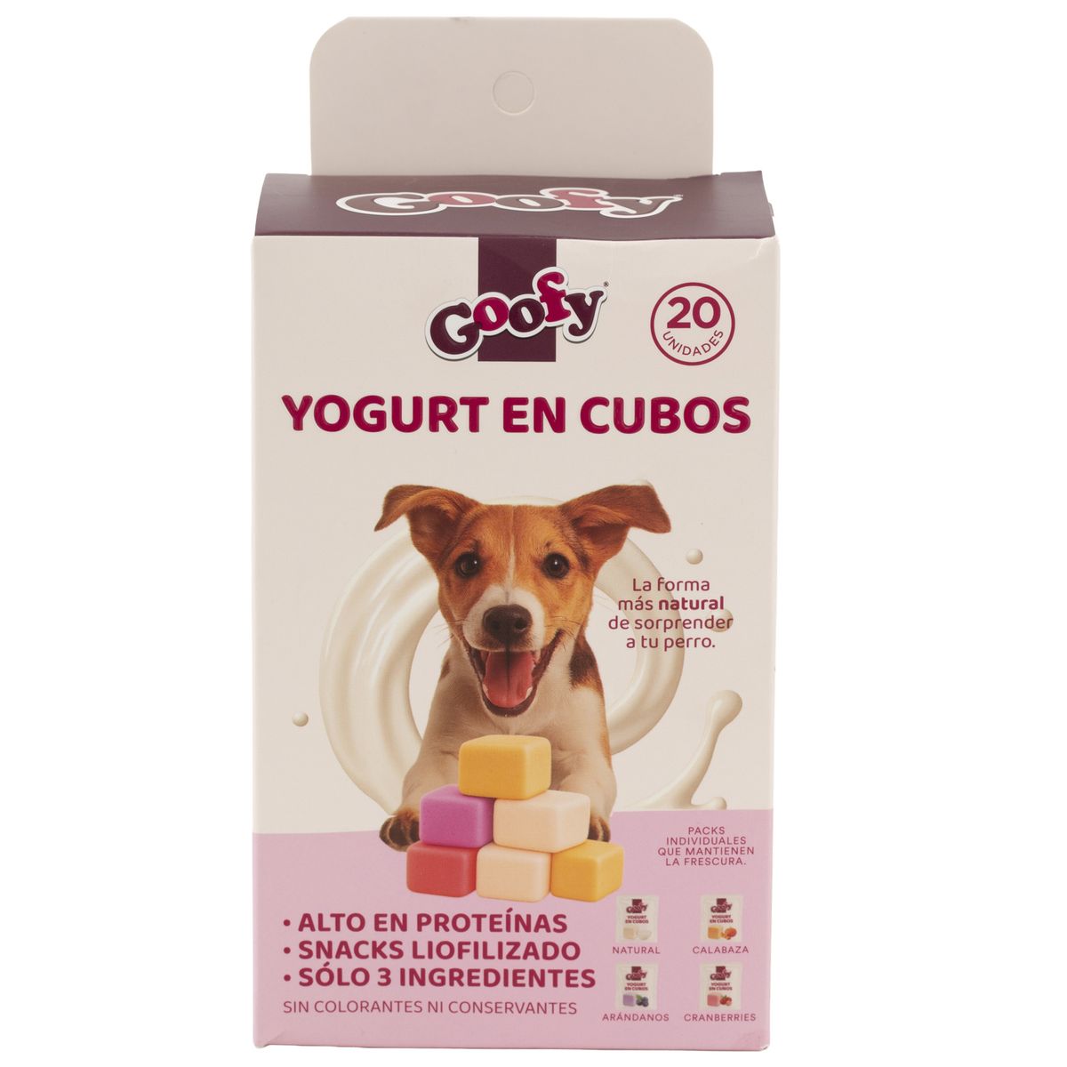 GOOFY - Snack para perros para Perro Todas las edades Sabor a Yogurt natural, arándanos, calabaza y leche de cabra 