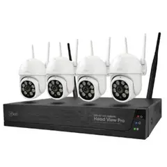 MLAB - Kit Seguridad NVR 4 Camaras Wifi Robotic Head-View Pro 1296P Ptz Outdoor Ip67 + Disco Duro 500 Gb