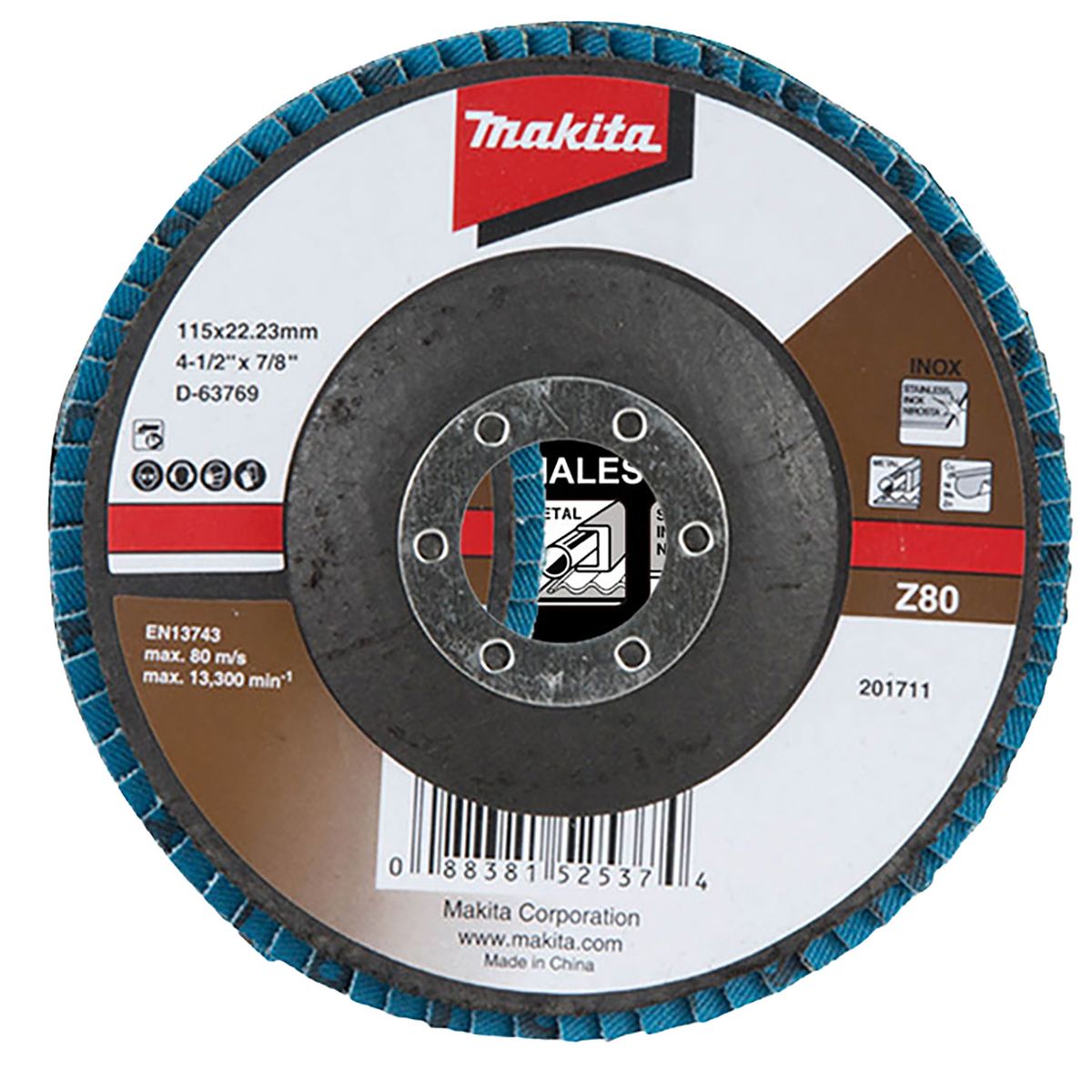 MAKITA - Pack 3 Disco Flap 4 1/2" - 2 unidad Grano 40 + 1 unidad grano 80 
