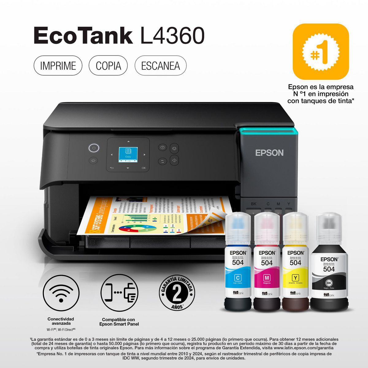 EPSON - Impresora Multifuncional Inyección a color Ecotank L4360 Negro