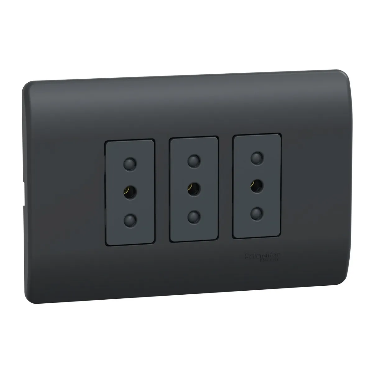 SCHNEIDER ELECTRIC - Placa Genesis Armada Con Toma Corriente Triple 10A 2P+T - Black