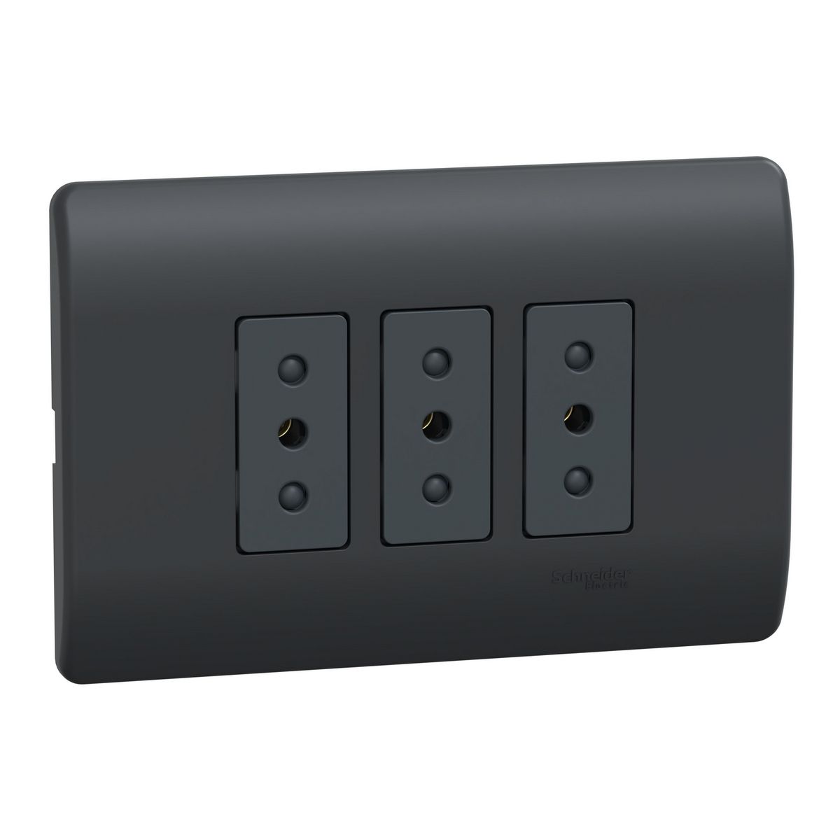 SCHNEIDER ELECTRIC - Placa Genesis Armada Con Toma Corriente Triple 10A 2P+T - Black