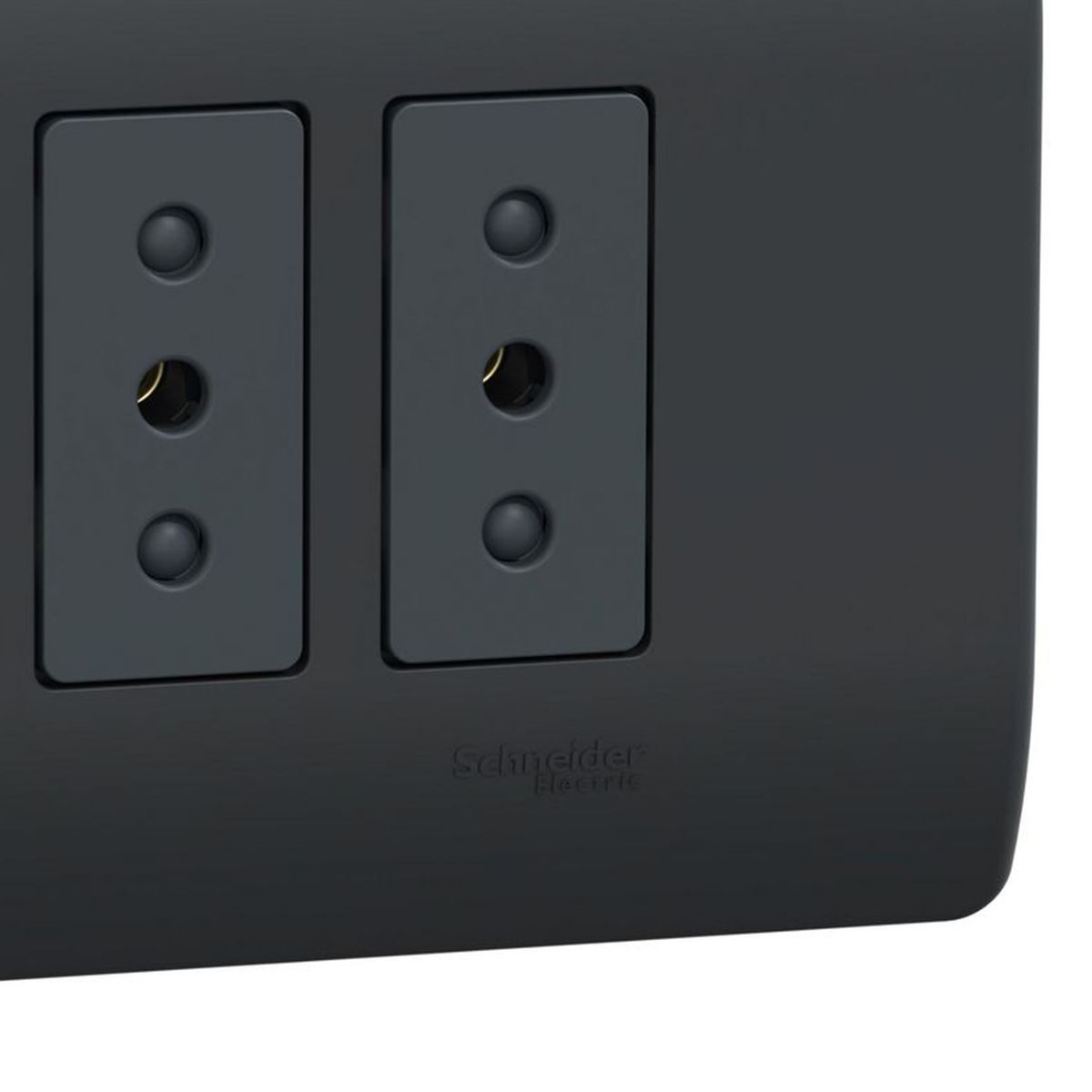 SCHNEIDER ELECTRIC - Placa Genesis Armada Con Toma Corriente Triple 10A 2P+T - Black