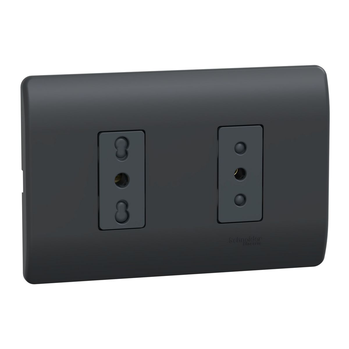 SCHNEIDER ELECTRIC - Placa Genesis Armada Con Toma Corriente 10/16A + Toma 10A - Black