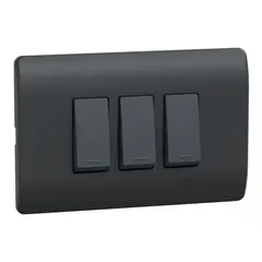 SCHNEIDER ELECTRIC - Placa Genesis Armada Con Interruptor Triple 9/24 16Ax 250V - Black