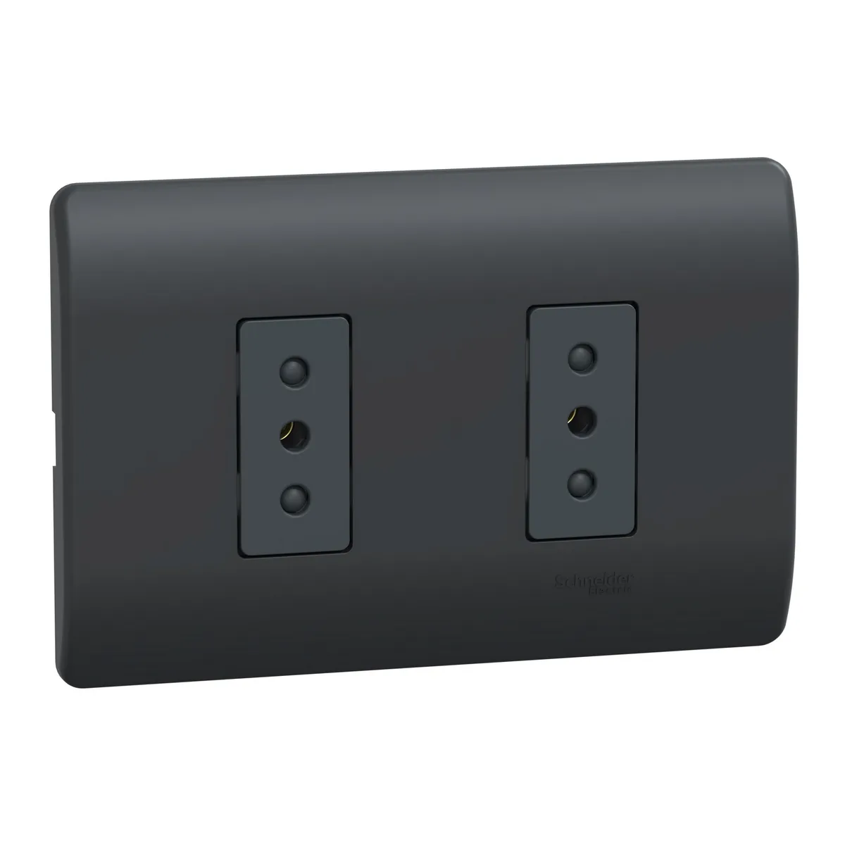 SCHNEIDER ELECTRIC - Placa Genesis Armada Con Toma Corriente Doble 10A 2P+T - Black