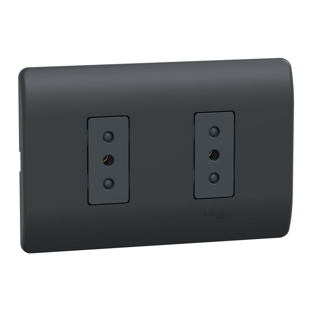 SCHNEIDER ELECTRIC - Placa Genesis Armada Con Toma Corriente Doble 10A 2P+T - Black