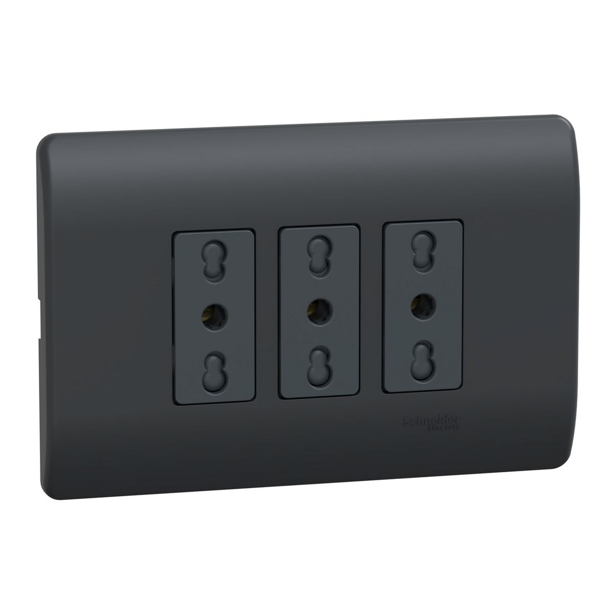 SCHNEIDER ELECTRIC - Placa Genesis Armada Con Toma Corriente Triple 10/16A 2P+T - Black