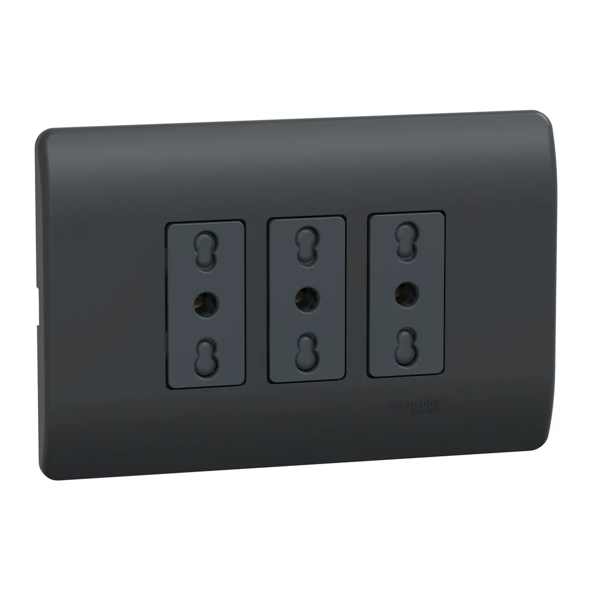 SCHNEIDER ELECTRIC - Placa Genesis Armada Con Toma Corriente Triple 10/16A 2P+T - Black