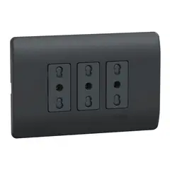 SCHNEIDER ELECTRIC - Placa Genesis Armada Con Toma Corriente Triple 10/16A 2P+T - Black