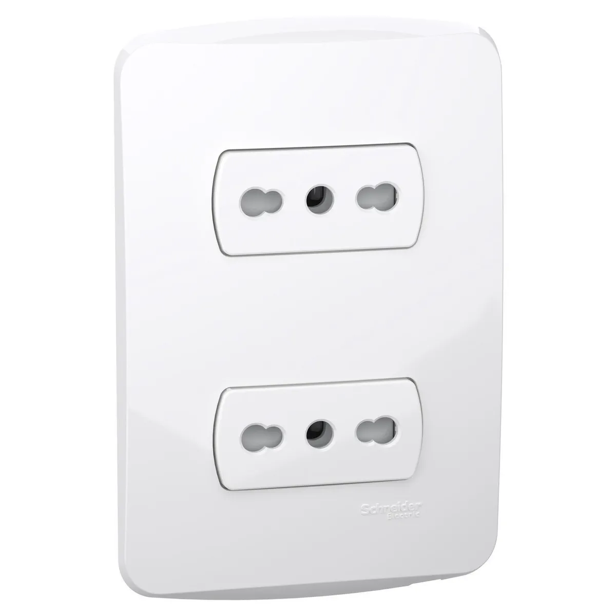 SCHNEIDER ELECTRIC - Toma Doble Italiana, Miluz 10/16A, 2P+E, 250V, Bipasso, Blanco