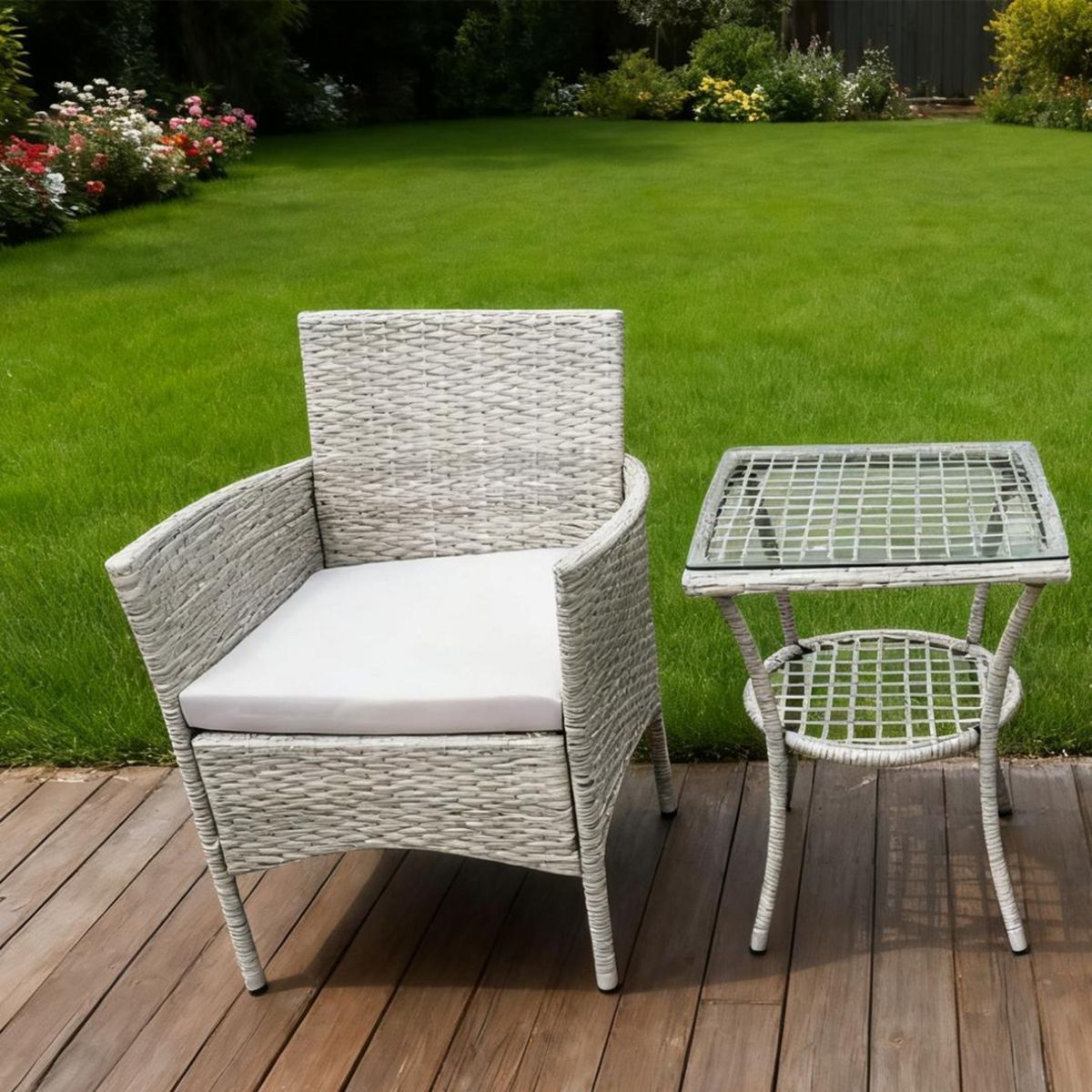 IDETEX - Juego de Balcón de Terraza Positano 2 Personas Gris Claro