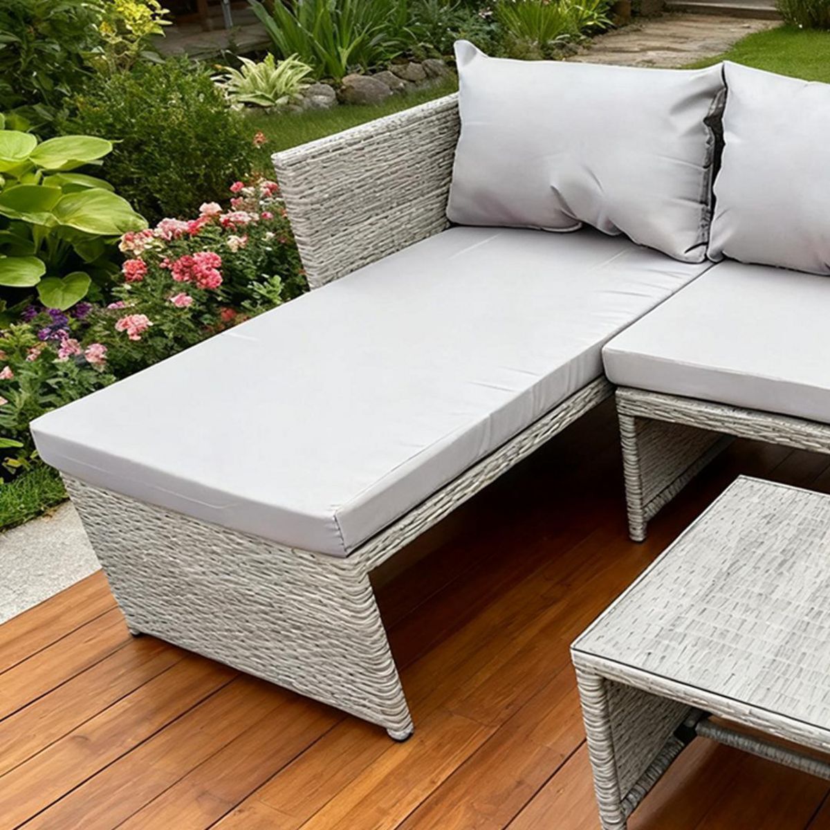 IDETEX - Juego de Living de Terraza Toscana 3 Personas Gris claro