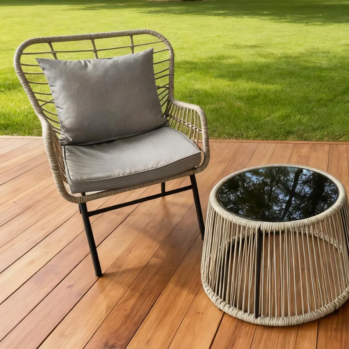 IDETEX - Juego de Balcón de Terraza Amalfi 2 Personas Beige