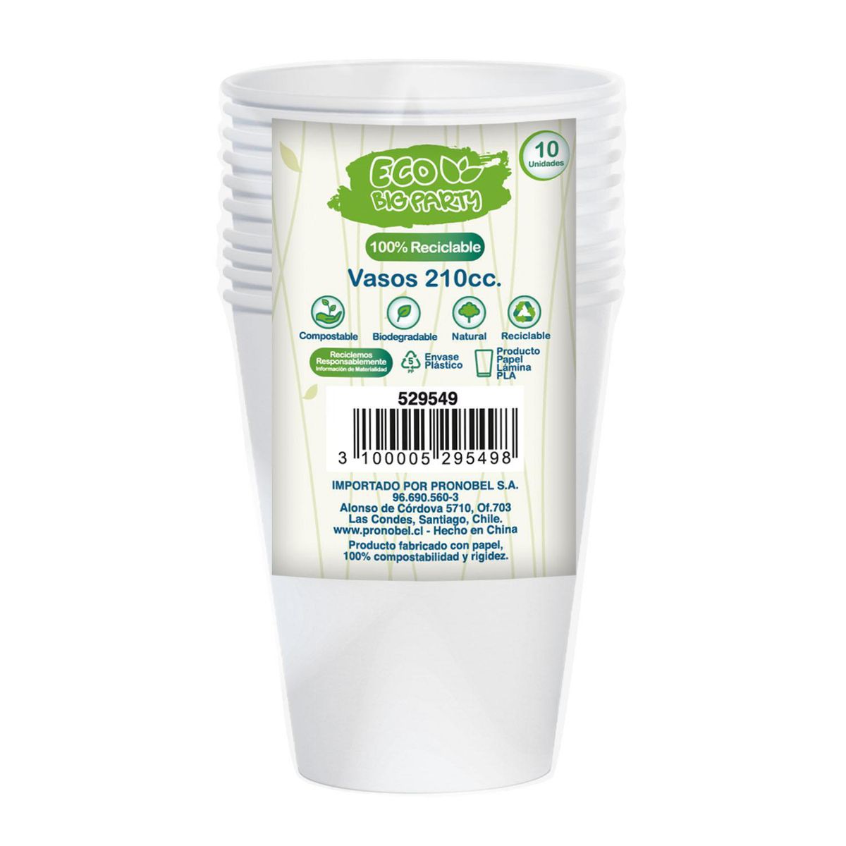 BIG PARTY - Vaso de Polipapel 210 ml Blanco