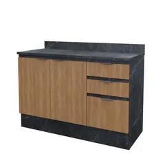 TECNOMOBILI - Mueble De Cocina 2 Puertas 3 Cajones 120 Marmól Lunar/Almendra