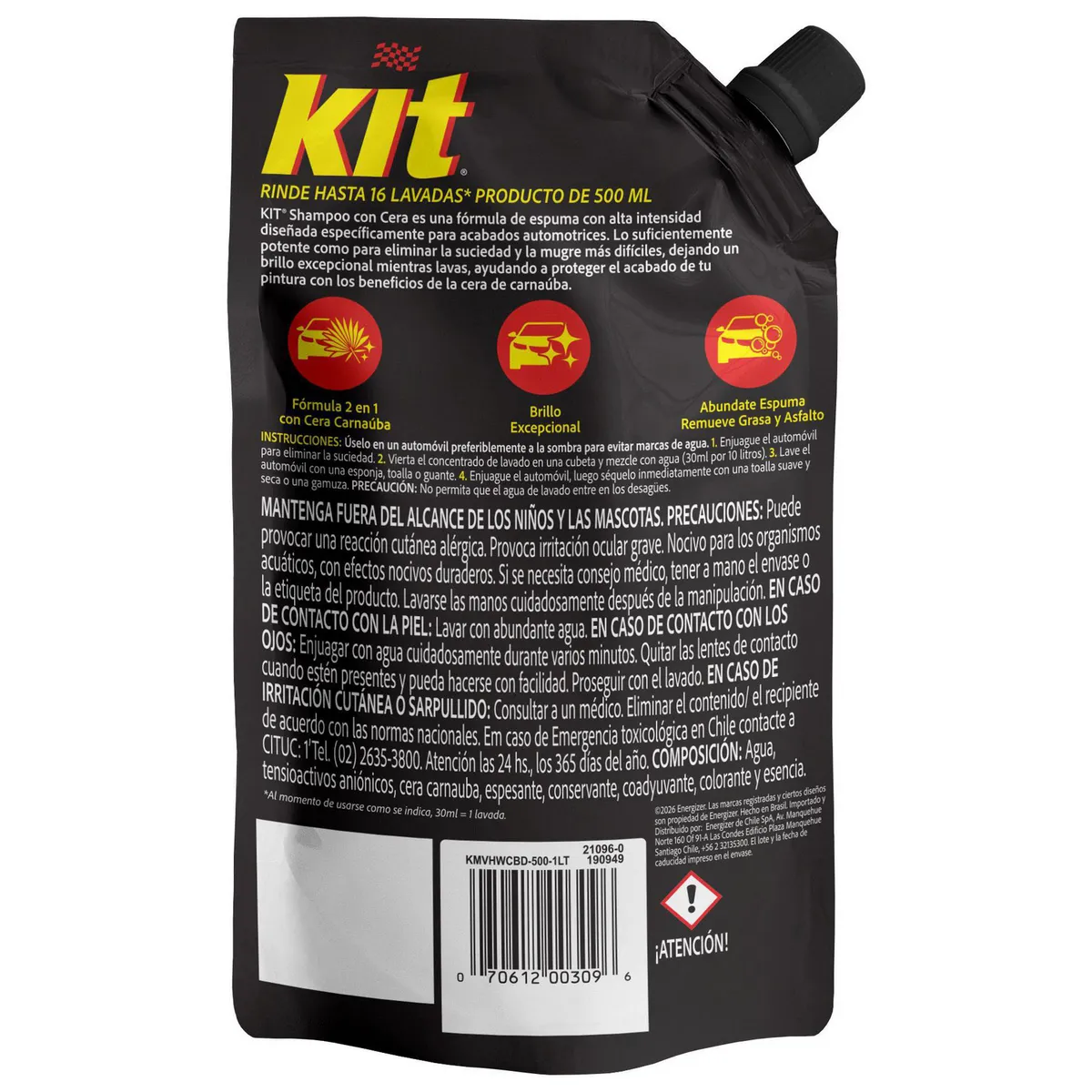 CASTROL - Shampoo + Cera Carnauba Doypack 500 ml