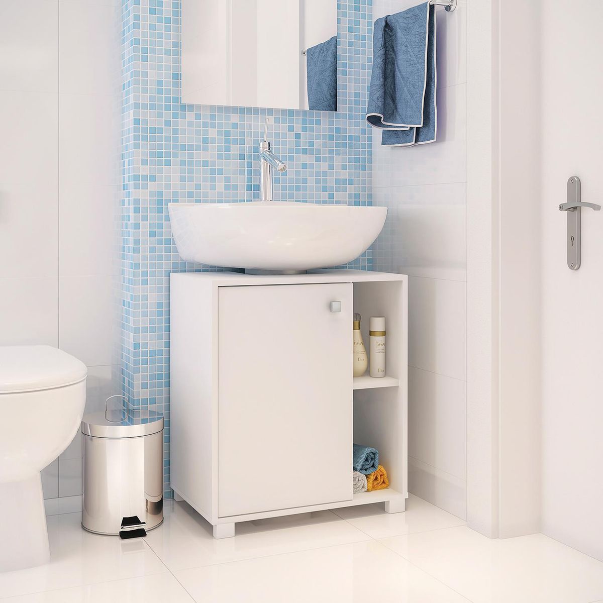 HOGA - Mueble Auxiliar de Baño 1 Puerta Blanco