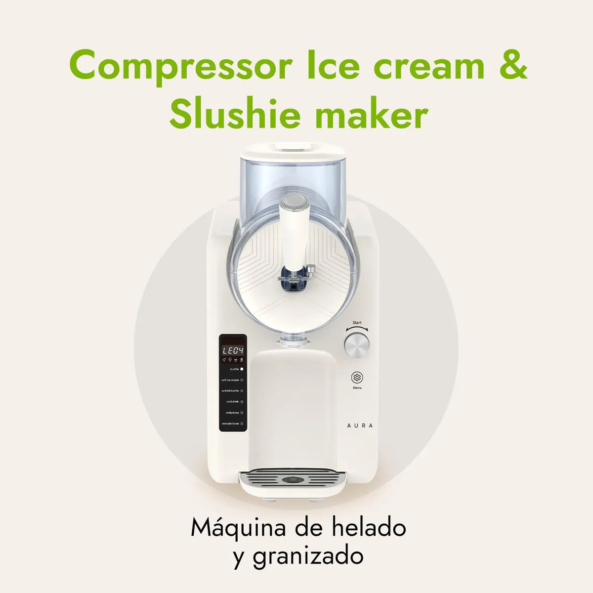 AURA - Máquina de Helado/Granizado 2 l Blanco AU-004