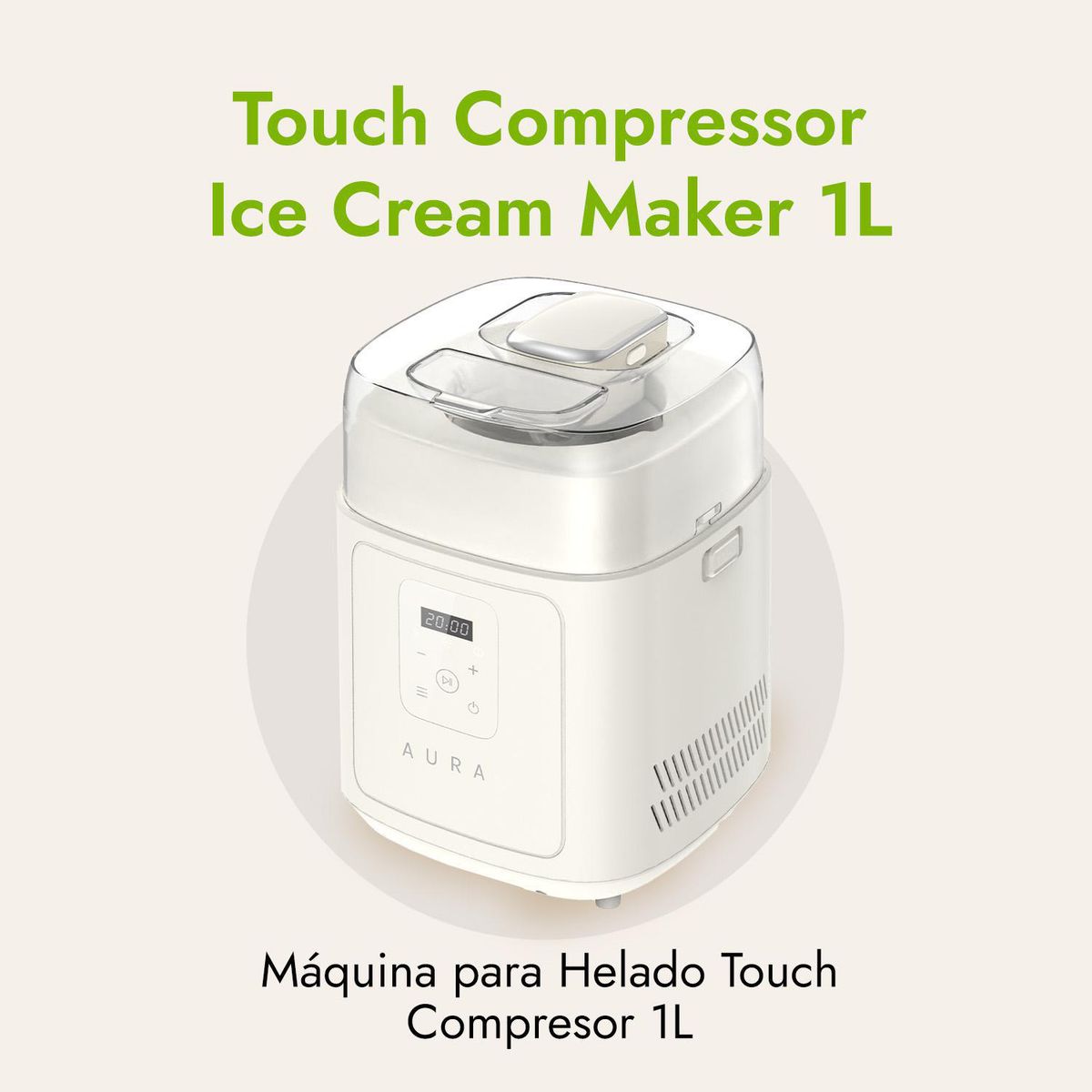 AURA - Máquina de Helado Touch 1 l Blanco AU-002