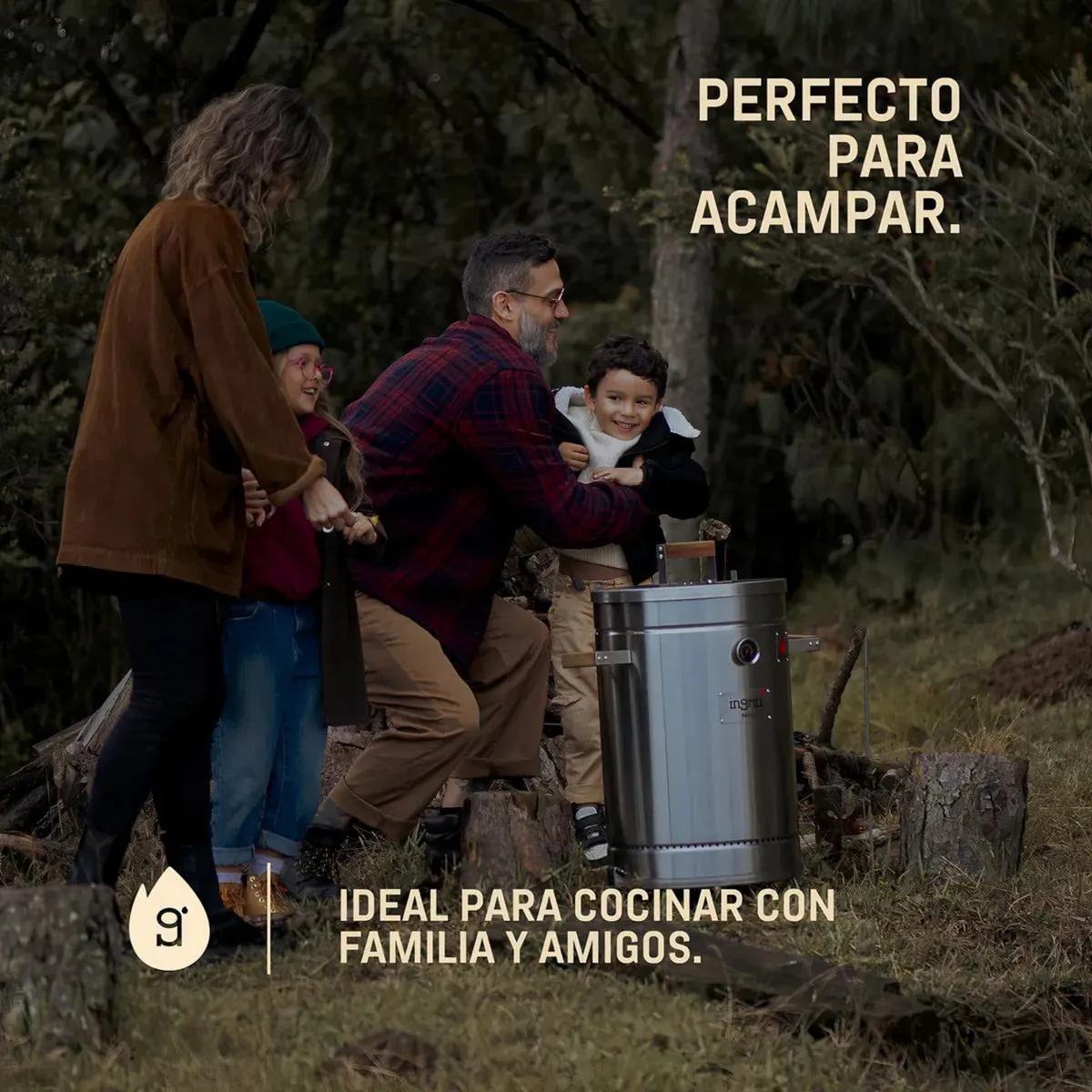 INGRILL - Barril Ahumador Asador Mediano Acero Inoxidable