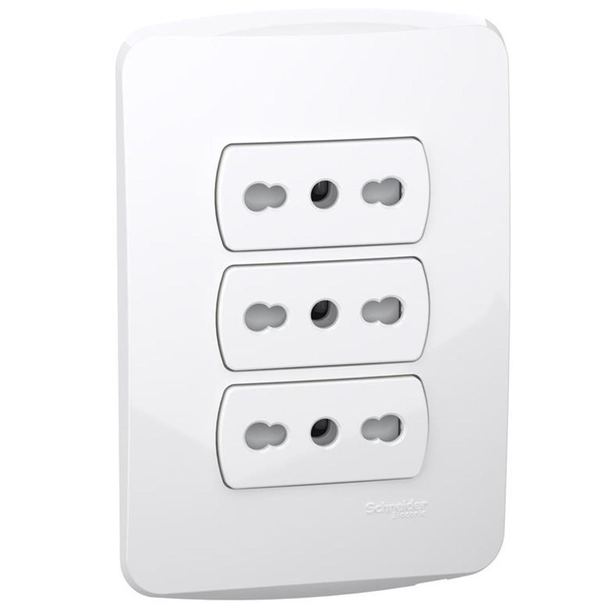 SCHNEIDER ELECTRIC - Toma Italiana Triple Miluz 10/16A, 2P+E, 250V, Bipasso, Blanco