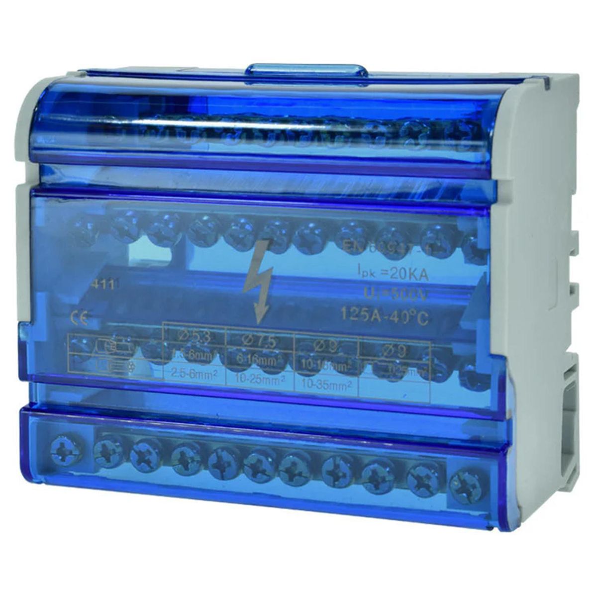 LEXO - Barra Repartidora Tetrapolar 11 Polos 125A